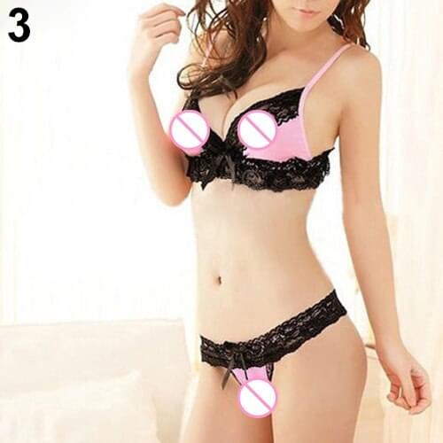 Japanese Girls Sweet Babydoll Thongs G-string Bikini Sexy Underwear Bra Set Retail/Wholesale 6DRA