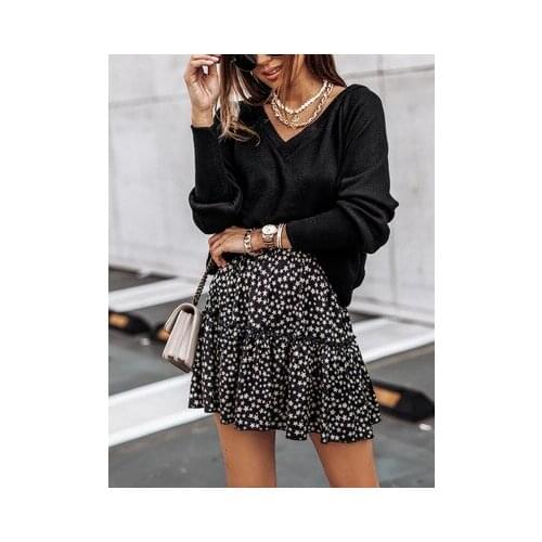 Fashion Women Solid Color T-Shirts Patchwork Design V-Neck Long Sleeve Backless Spring Autumn Casual Loose Pullovers Top