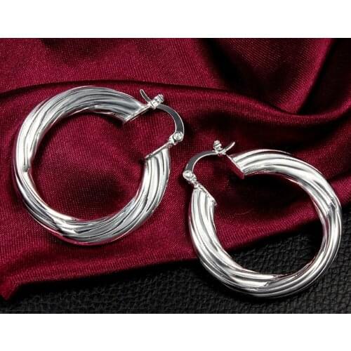 925 sterling silver silver ladies fashion jewelery hoop personalized earrings free shipping