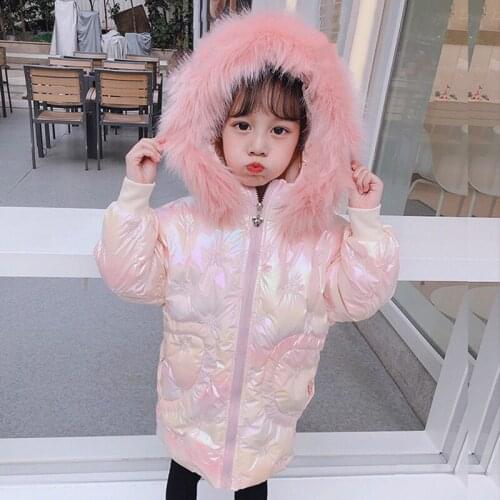 Winter Jacket and Coat For Kid Girl Down Jacket For Children Outwear Mid-length Girls Clothing With Warm Fur Collar TZ921