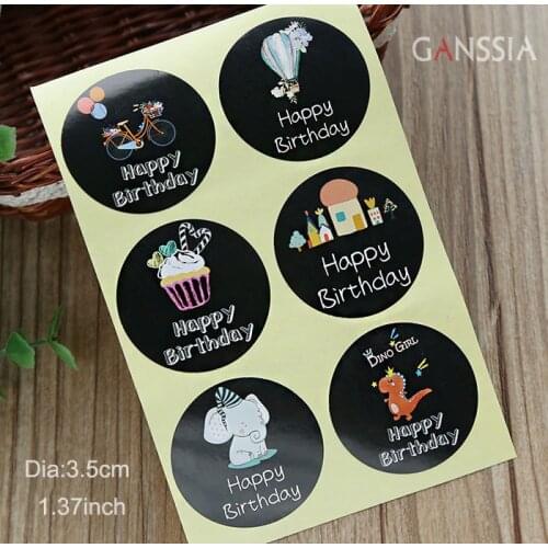 100pcs/lot Round"Happy Birthday"Birthdays Party Gift Package Stickers Seal Labels for Decoration Handmade Sticker(ss-730)