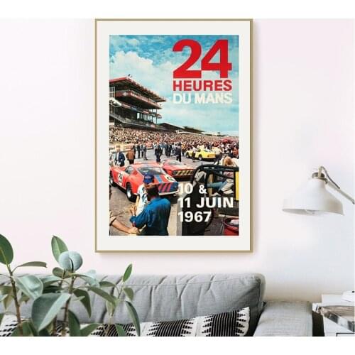1967 Vintage 24 Heures du Mans Racing Poster Automotive Decorative Picture Boys Gift Prints Man Cave Canvas Painting Decoration