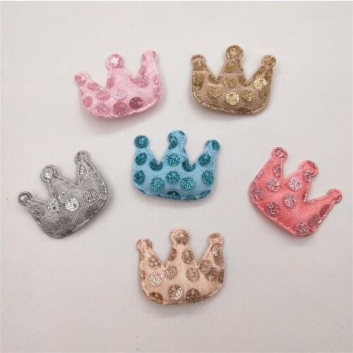 30pcs/lot 3.8*3cm Sequin Crown Padded Appliques for Children Headwear Hair clip Accessories and Garment Accessories