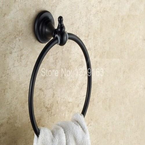 Bathroom Accessory Wall Mounted Black Oil Rubbed Bronze Brass Round Circle Towel Ring Towel Rack Holder aba825