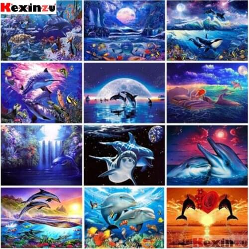 NEW Full Diy 5D Diamond Painting Dolphin Embroidery Animals Rhinestones Mosaic Cross Stitch Full Square Round Drill Home Decor
