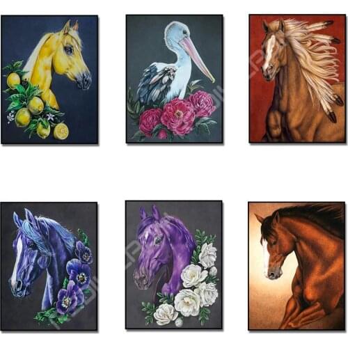Diamond Painting Horse Flowers Diamond Mosaic Full Square/Round Drill Diamond Embroidery Beaded Cross Stitch Hobby & Handicraft