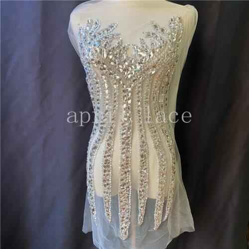 April 2021 Stock Mia067 # Silver Hand Made Stone Beads Luxury Front Cutting Accessory For Wedding Bridal /Fashion Designer