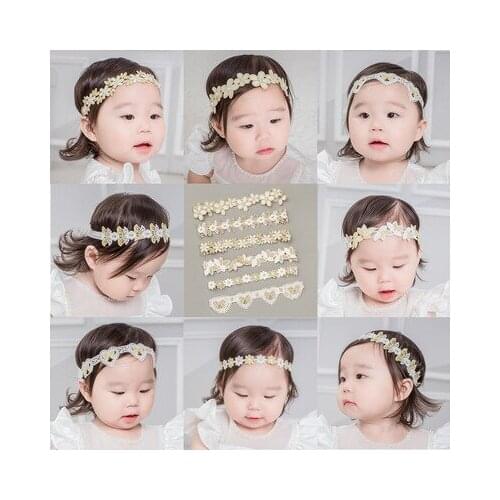 White Lace Headband Baby Hair Accessories Childrens Hairband Rhinestone Hollow Flower Hair Christmas Gifts Bands