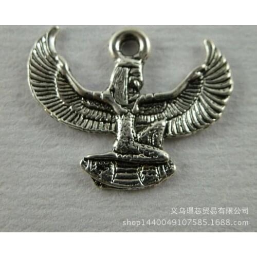 Free Shipping 50pcs/lot 19*20mm Antique silver Metal Alloy Egyptian Angel Pharaoh Charms Jewelry