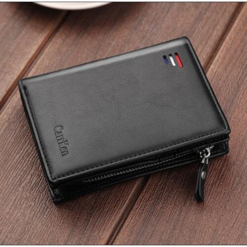 New Brand Short Men Wallets Fashion New Card Purse Multifunction Organ Leather Wallet for Male Zipper Wallet with Coin Pocket