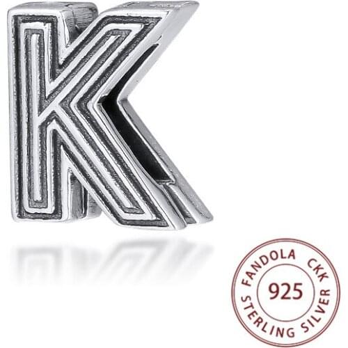 Genuine 925 Sterling Silver Charm Letter K Clip Beads Fits Original Reflexions Bracelet Women Charms for Jewelry Making bijoux