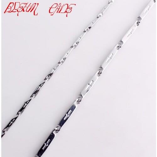 Wide 2/3MM 316L Stainless Steel Silver Color Cross Chain Necklace Men Women Jewelry wholesale Chain 22inch