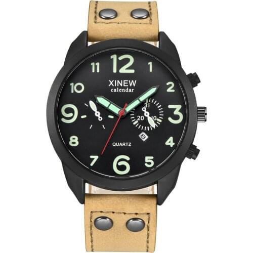 Cheap Wholesale Mens Watches Fashion Leather Band Military Sports Gifts Date Quartz Wrist Watch Montre Homme Reloj Hombre 2815