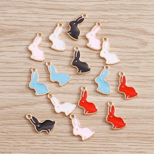 10pcs 11*16mm 5 Color Enamel Rabbit Charms for Jewelry Making DIY Hare Charms Neckalces Pendants Earrings Accessories Crafting