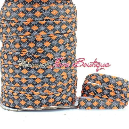 FLRA FOE 5/8" fold over elastic halloween foe geometric pattern printing elastic