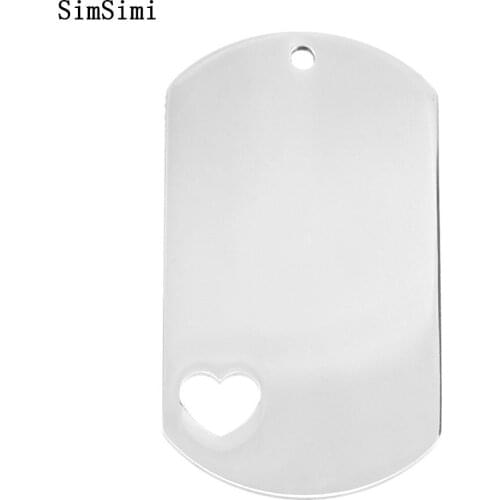 ID dog tag blank charms pendant inside heart both sides mirror polish stainless steel good quality whosale 50pcs