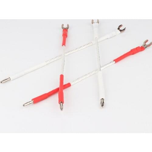 Yter 8AG Silver Plated JUMPER LINKS Performance Speaker Cable 4 x 20cm Banana Plugs - Spades