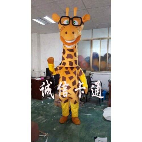Giraffe Mascot Costume With Glasses Fancy Anime Cosplay Mascotte Theme Fancy Outfit Christmas Halloween Carnival Costume