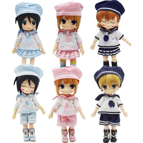 Doll Sailor Clothes Hat + Jacket + Short Pants Three-Piece Suit for 1/6 BJD Dolls Summer Sailor Skirt Toy Clothes Accessories