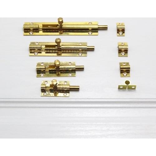 Top Selling Brass Doors Slide Latch Lock Bolt Latch Barrel Home Gate Safety Hardware Screws 4 Size 1.5/2/3/4 Inch Gold Color