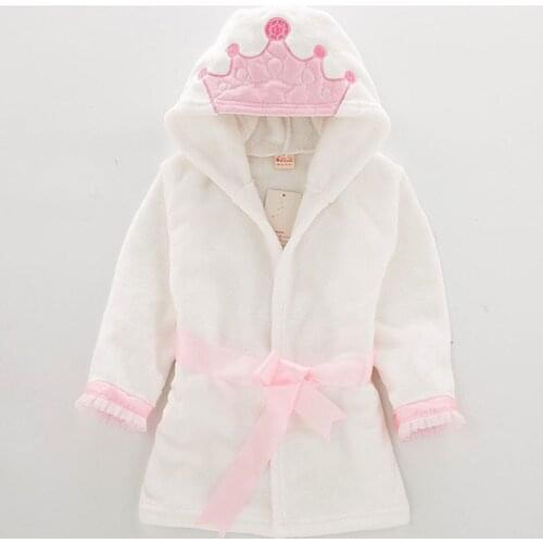 Fashion Baby Boy Girl Bathrobe Childrens Flannel Crown Bathrobe Baby Boys Girl Robes Baby Hooded Bath Towel Kids Pajamas