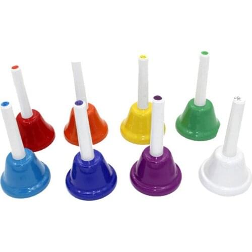 8 Note Diatonic Handbells Musical Hand Bells Set Toy Percussion Instrument for Toddlers Children Kids Adults School Church