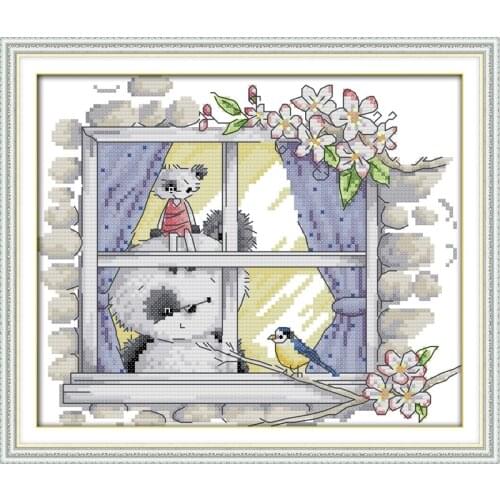Pandas and partners cross stitch kit cartoon 11ct count canvas stitches embroidery DIY handmade needlework plus