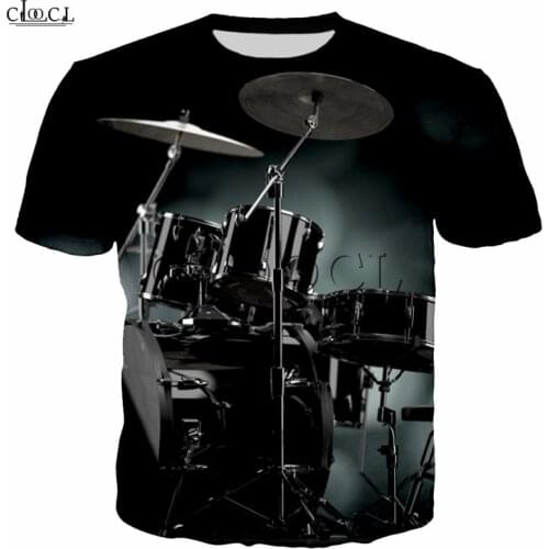 Hip Hop Bass Drum Set T Shirts 3D Print Musical Instrument Funny T Shirt Men Women Short Sleeve Sweatshirt Fashion Casual Tops