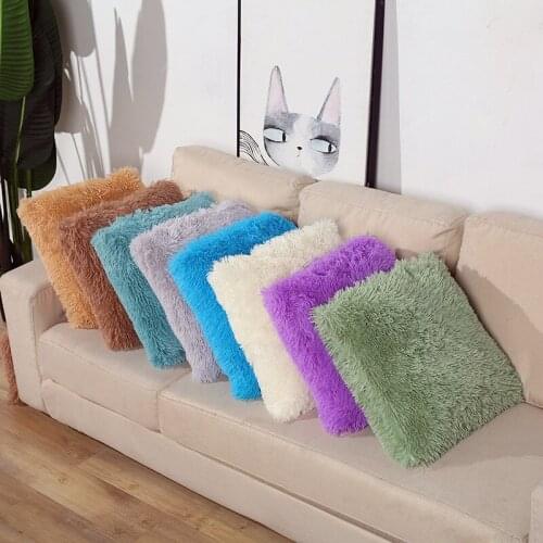 Plush Cushion Cover Home Decor Pillow Covers Living Room Bedroom Sofa Decorative Shaggy Fluffy Car Chair Hotel Home Pillowcase