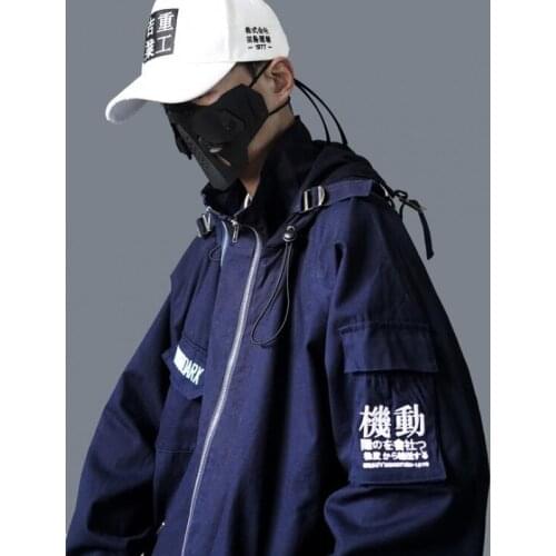 New High Street Windbreaker Jacket Men Loose Hip Hop Hooded Coat Harajuku Style Fashion Streetwear Oversize Hipster Outwear