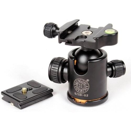 New QZSD Q02 Camera Tripod Ball Head Ballhead with Quick Release Plate 1/4" Screw Max Load 8kg / Original Q999 Q666 Tripod Head