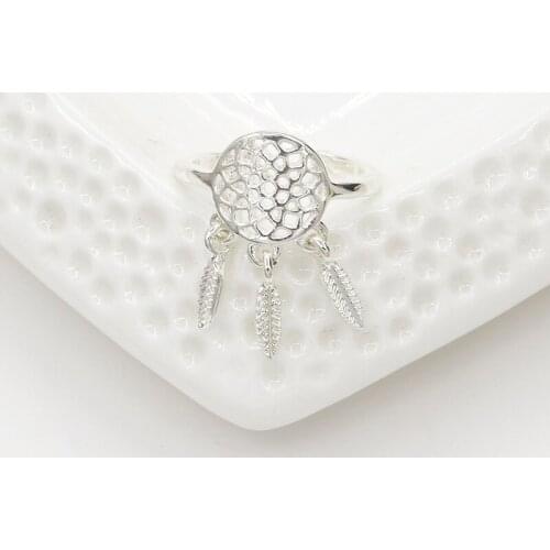 Triple Metallic Leaf Round Hollow Net Opening Adjustable Silver Plated Golden Rings for Women