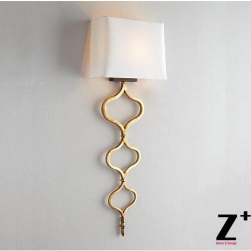 Replica item Amercian Style Andrew Sinuous Metal Sconce Gold color Linen lampshade wall lamp free shipping wall sconce