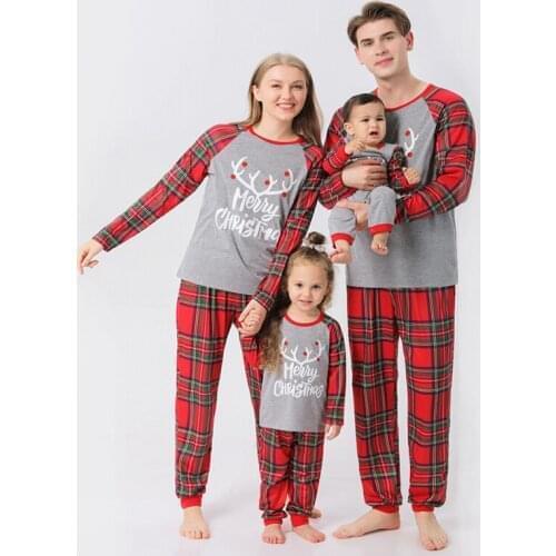 Family Christmas Matching Pajamas Set Cotton Adult Kid Baby Sleepwear Family Nightwear Clothes Parent-child Wear New