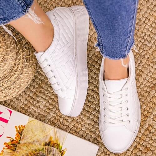 Tonar Vika White Skin Lace-Up Women Sports Shoes Comfortable and Stylish Seasonal Orthopedic