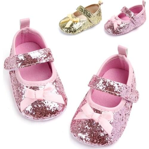 Baby Girl Shoes Bowknot Toddler Girls Shoes Casual SToddler Soft Sequins Soled Princess Walking Infant Shoes