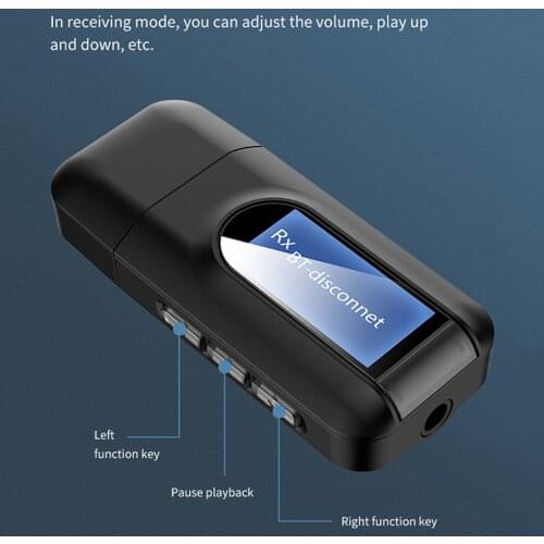 USB Bluetooth 5.0 Audio Transmitter Receiver LCD Display 3.5MM AUX RCA Stereo Wireless Adapter Dongle For PC TV Car Headphones