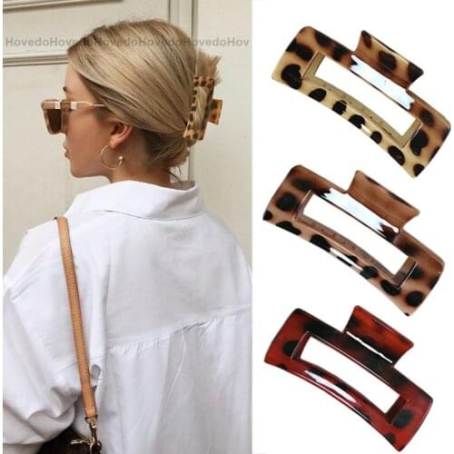 Vintage Plastic Hair Clips for Women Claw Clip Geometric Crab Clamps for Hair Girls Leopard Hair Clip Hair Accessories