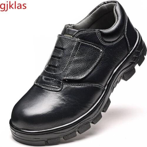 Genuine Leather Safety Shoes Steel Toe Steel Bottom Work Boots Wearproof Anti Puncture Working Safty Shoes Man Electric Welder