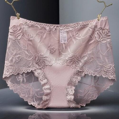 Good Quality Women Sexy Transparent Full Lace Panties Brand Water Soluble Trunk Gauze Underwear Low-waist Women Briefs
