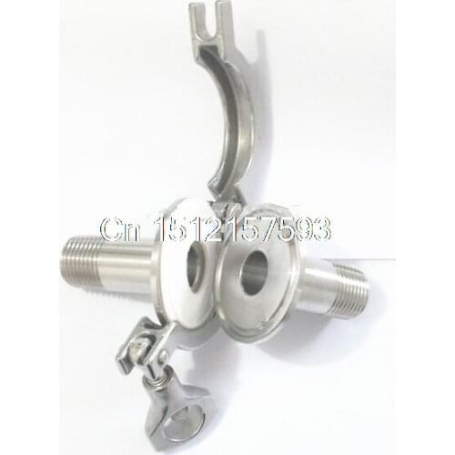 1 Pair 1/2" BSP SS 304 Sanitary male Pipe Fitting + TRI CLAMP 1.5" + 3/4" PTFE Gasket