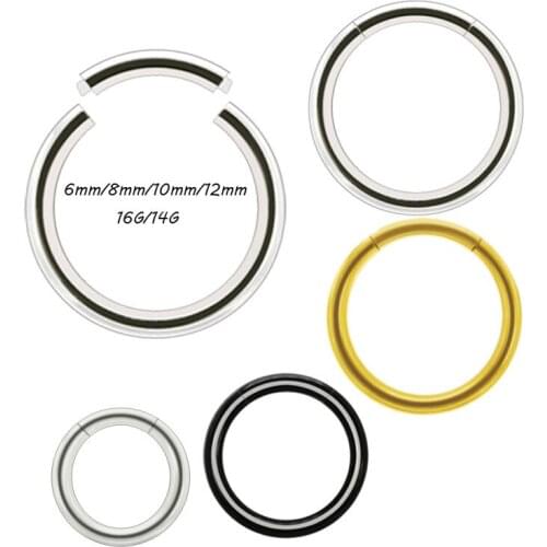 14G/16G segment ring piercing nose lip earrings 316L stainless steel 6mm 8mm 10mm 12mm silver gold black fashion body jewelry