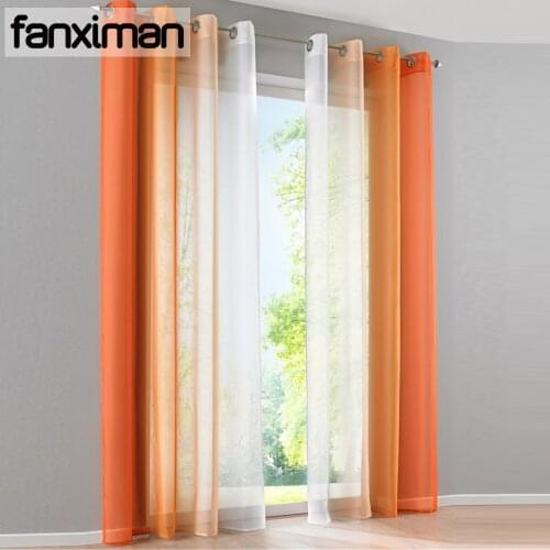 2pcs /pack Gradient Color White Sheer Curtains Voile Tulle Window Screening Curtains Drapes for Living Room Bedroom Balcony