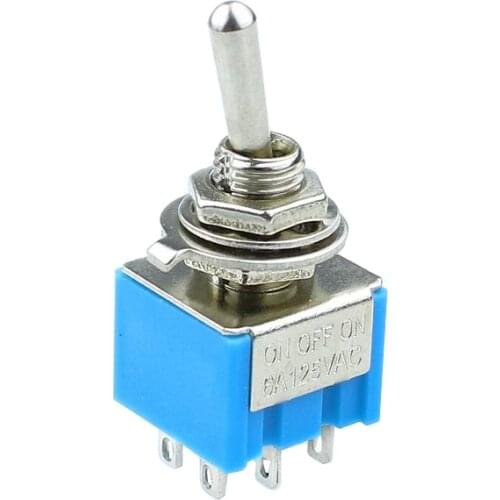 5PcsToggle Switch MTS-203 6 Pin ON/OFF/ON PDT 6A 125VAC/3A 250VAC Mini Switch Lever Switch Light blue