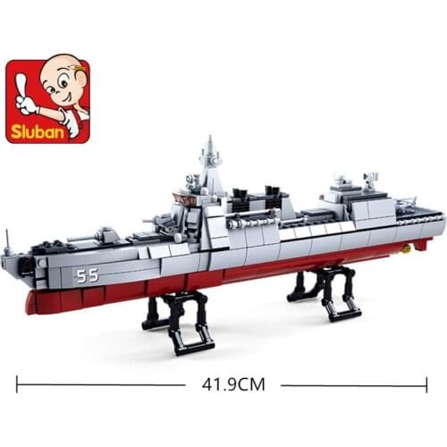 618Pcs Navy Ship Military Destroyer Frigate Warship Battleship Building Blocks Sets Educational Toys For Children
