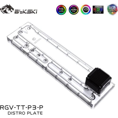 BYKSKI Acrylic Board Water Channel Solution use for ThermalTake/Tt Core P3 for CPU GPU Block / 3PIN RGB / Instead of Reservoir
