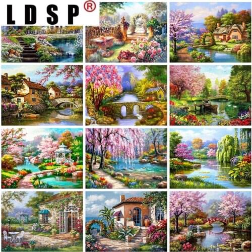LDSP 5D DIY Diamond Painting Embroidery Countryside Scenery Landscape Full Square Drill Mosaic Picture Of Rhinestone Home Decor