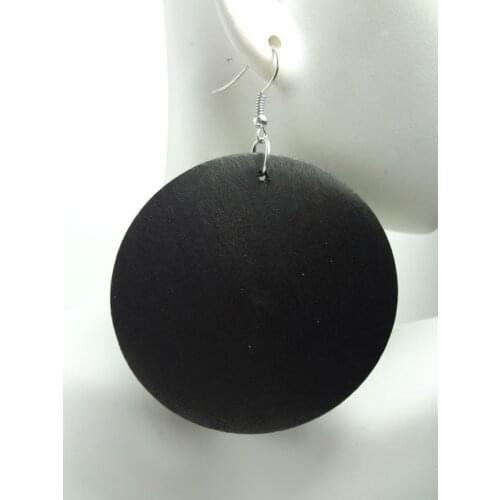 Free shipping Newest 60mm Size Natural Round Wood Earrings