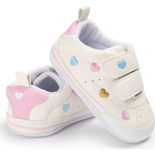 Kids PU Material Fashion Toddler Soft Bottom Shoes Star Pattern Baby Girl Cute Lace-up Sports Shoes 0-18M