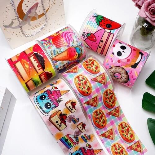 DIY Cartoon Dessert Printed Grosgrain Ribbon For Craft Supplies Sewing Accessories 5 Yards. 33174